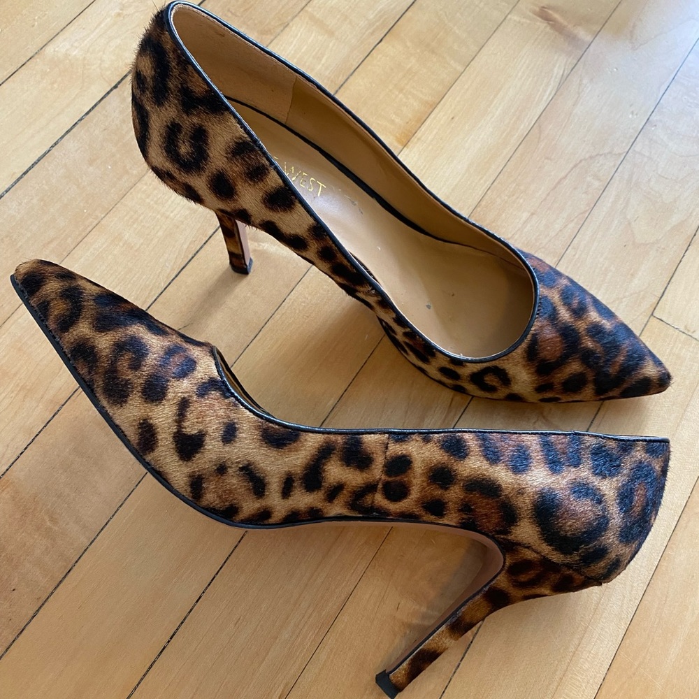 Nine West Leopard Calf Hair Size 10 Stilettos